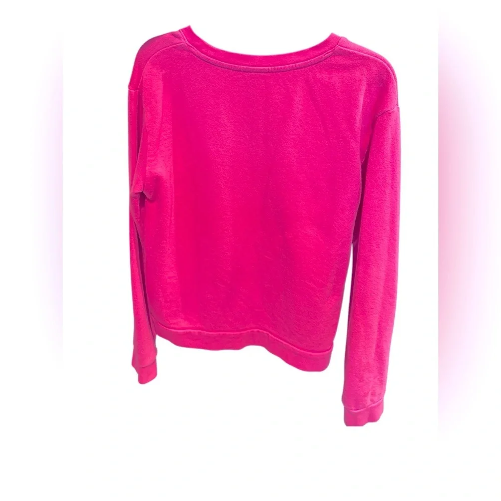 Pink Sweatshirt with No Bad Vibes Graphic and Smiley Face